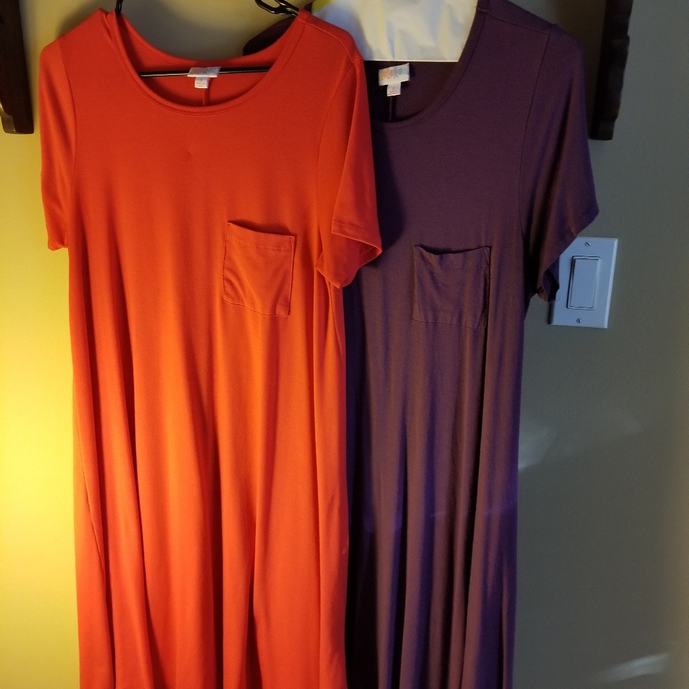 2 Solid Color Lularoe Carly Dresses